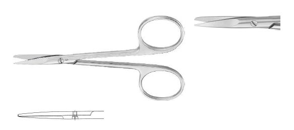 Очні ножиці прямі гострі/тупі 110 мм